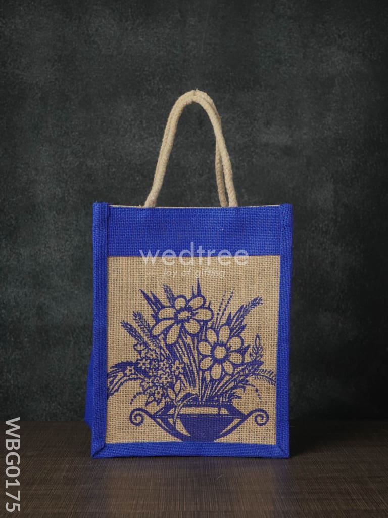 Jutebag - Multi Design Jute Bag with Rope Handles - 8X10X6 Inches - WBG0175