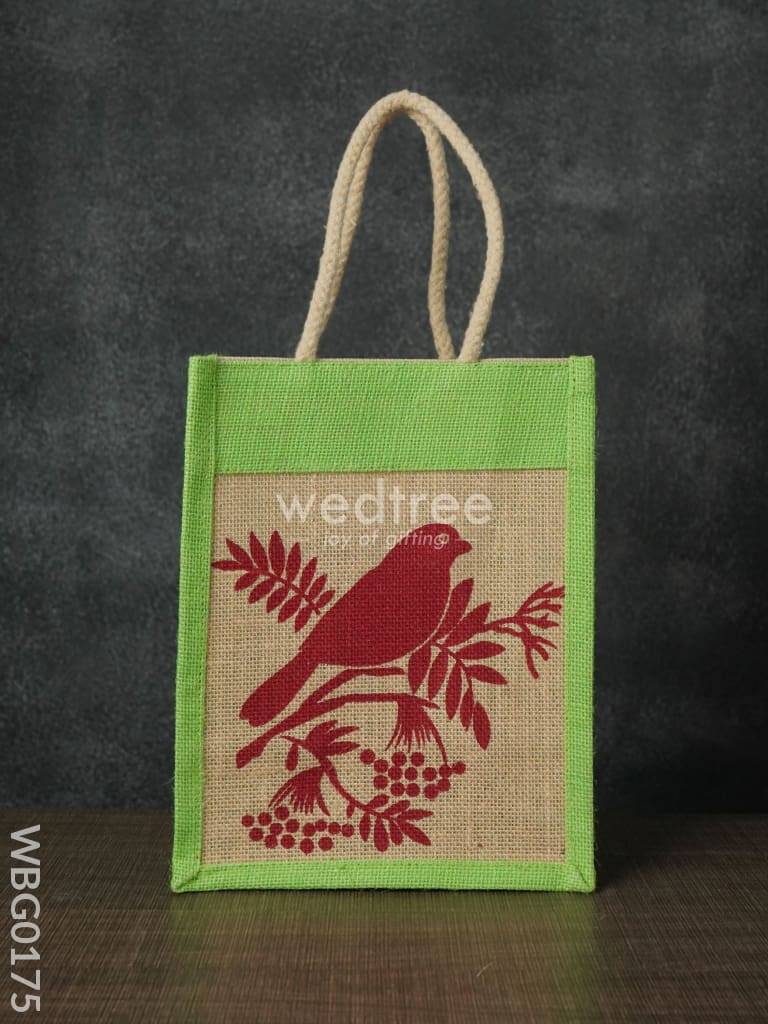 Jutebag - Multi Design Jute Bag with Rope Handles - 8X10X6 Inches - WBG0175