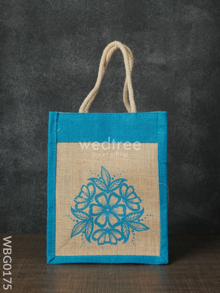 Jutebag - Multi Design Jute Bag with Rope Handles - 8X10X6 Inches - WBG0175