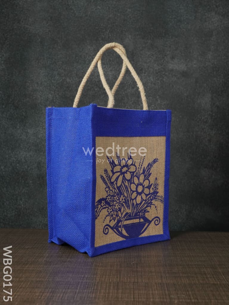 Jutebag - Multi Design Jute Bag with Rope Handles - 8X10X6 Inches - WBG0175