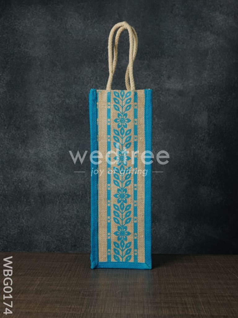 Jutebag - Water Bottle Bag with Floral Print - WBG0174