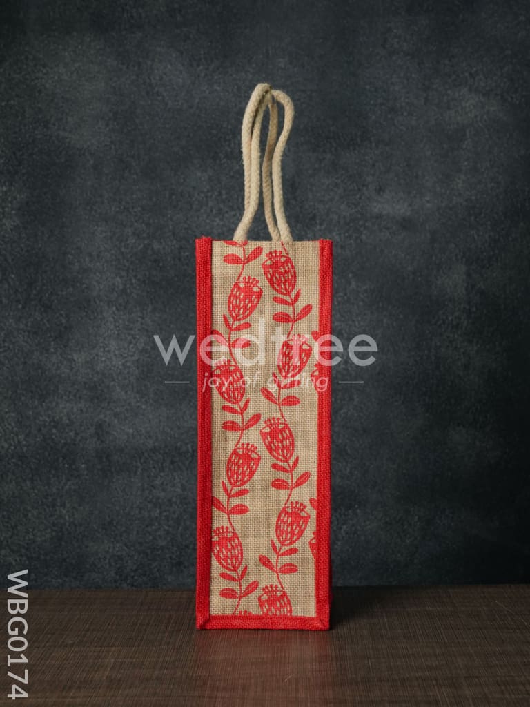 Jutebag - Water Bottle Bag with Floral Print - WBG0174