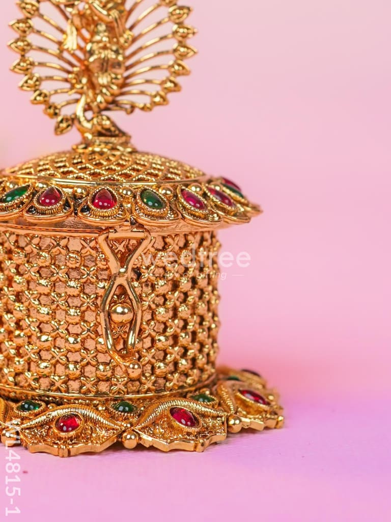 Krishna Kumkum Holder - 3 inch - Gold - WL4815-1