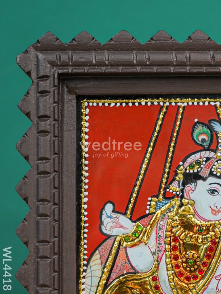 Krishna Photo frame with Tanjore art work - Flat (Gold foil) - 8 x 6 inch - WL4418