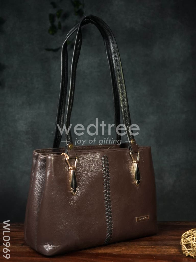 Ladies Handbag - Handbag with Knitted Design in the Middle - WL0969