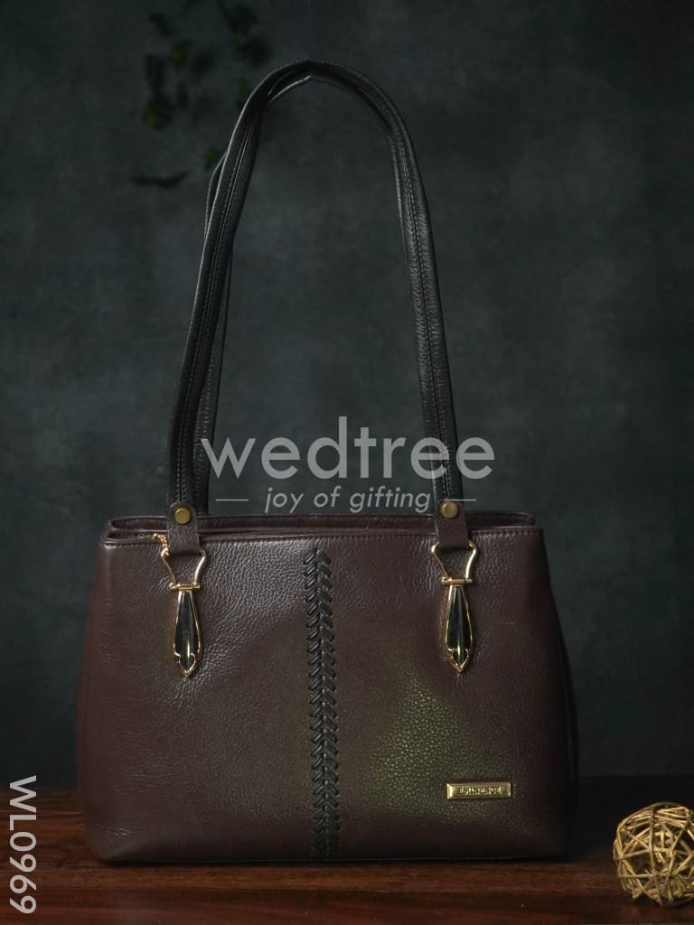 Ladies Handbag - Handbag with Knitted Design in the Middle - WL0969