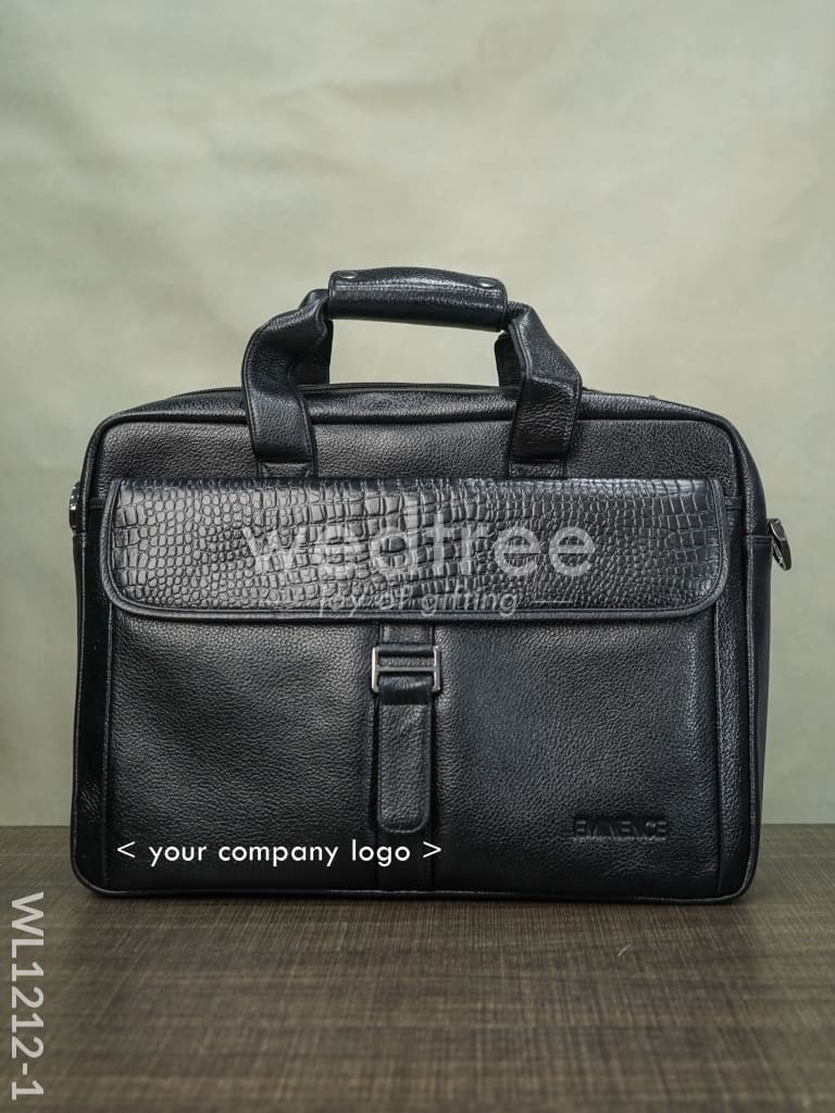 Laptop Bag in Leather with Gold Flap - WL1212