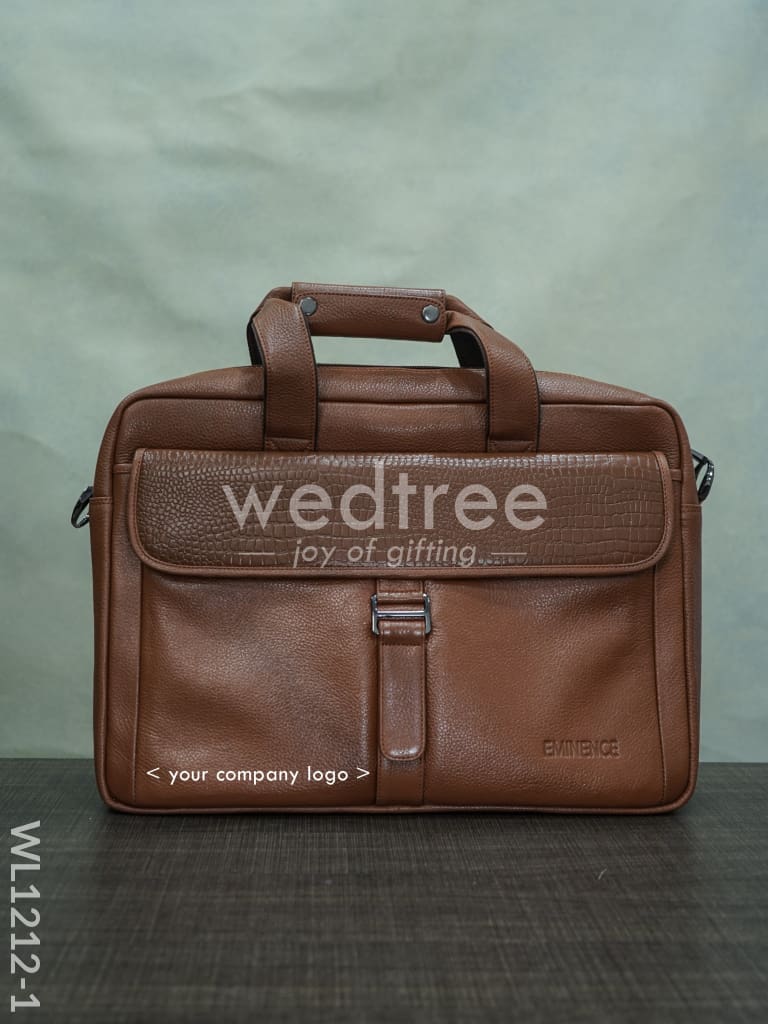 Laptop Bag in Leather with Gold Flap - WL1212