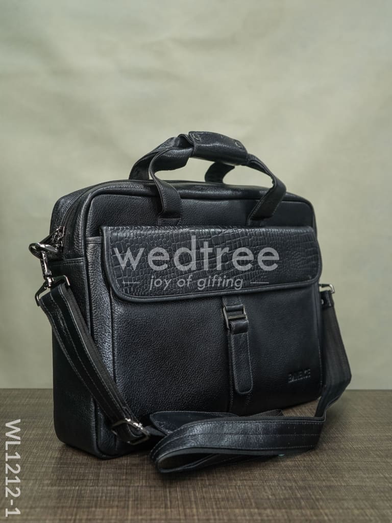 Laptop Bag in Leather with Gold Flap - WL1212