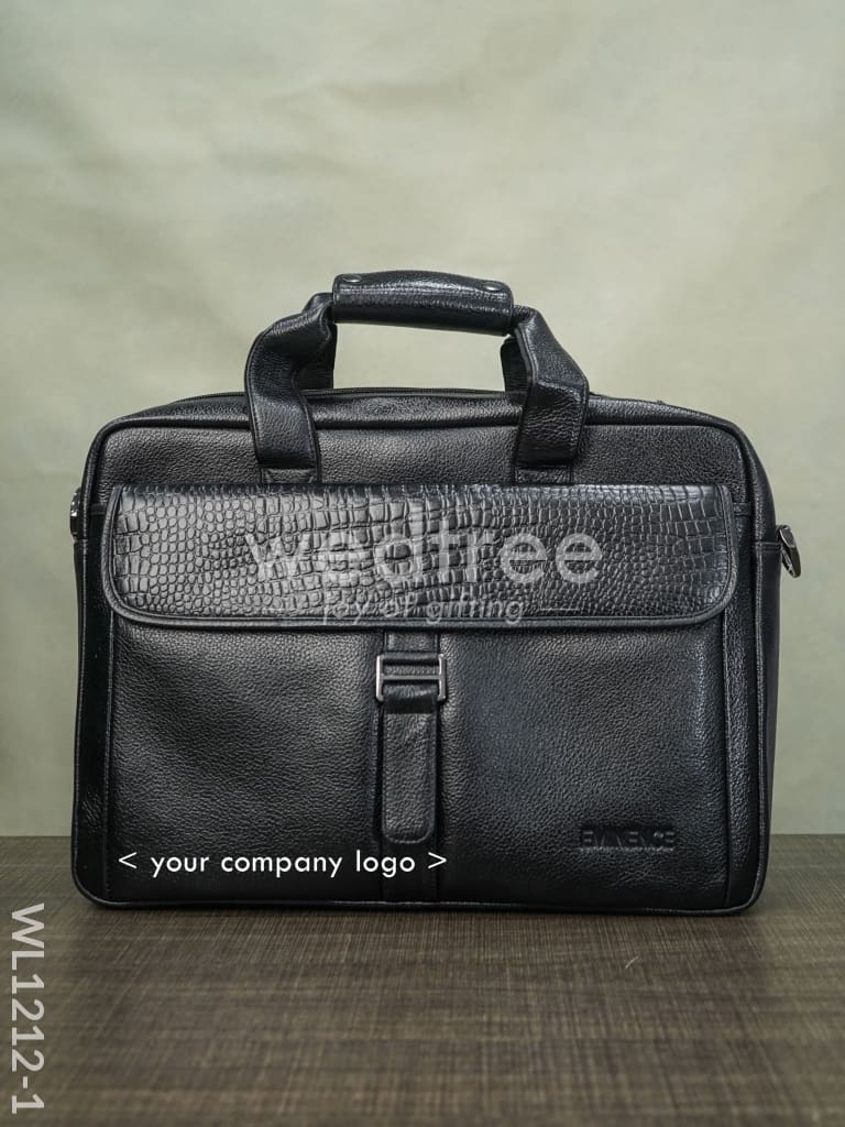Laptop Bag in Leather with Gold Flap - WL1212