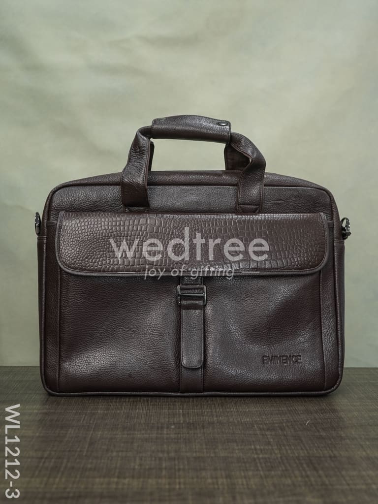 Laptop Bag in Leather with Gold Flap - WL1212