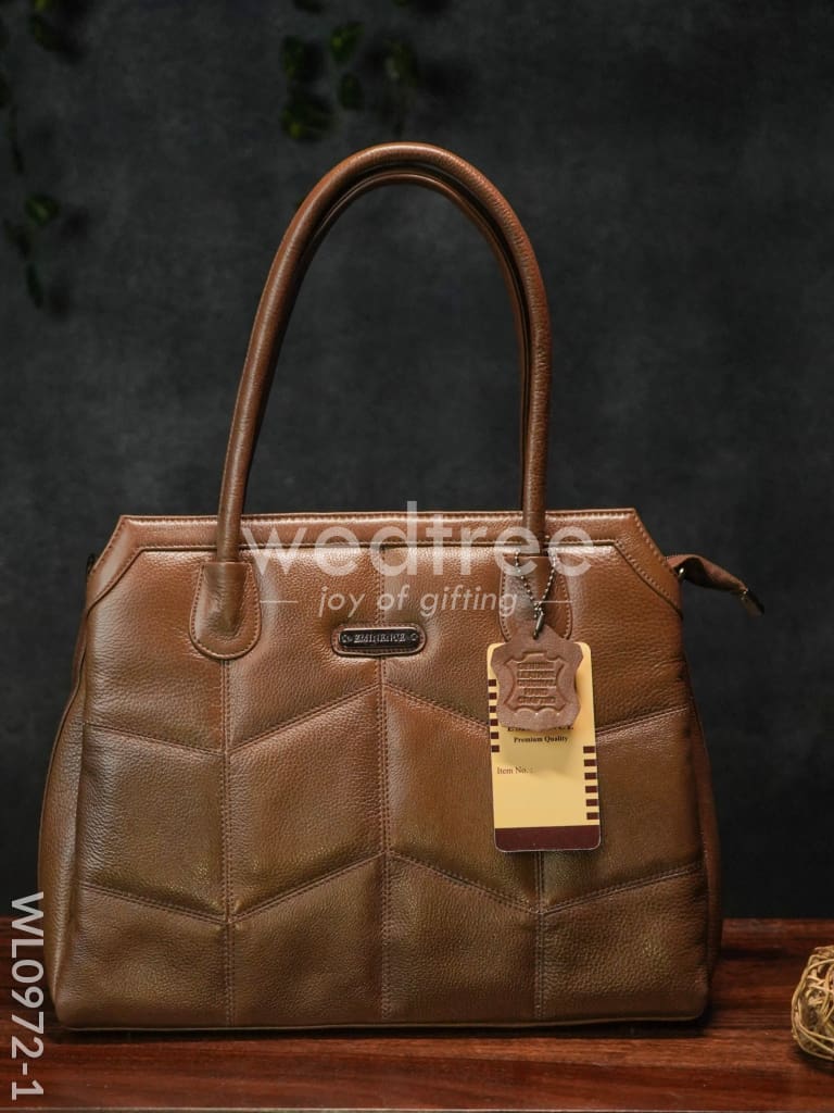 Leather Handbag with Zig Zag Pattern - WL0972