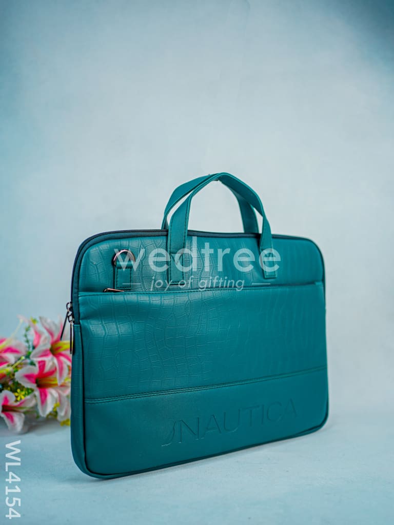 Leather Laptop Bag- Dark Green - WL4154