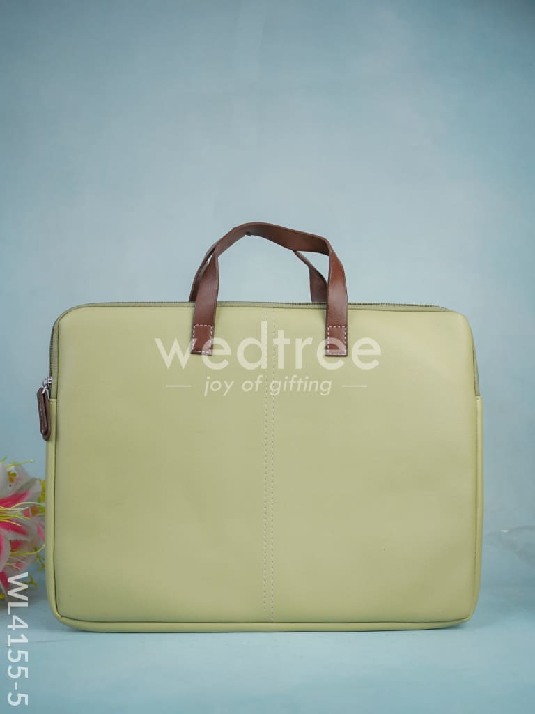 Leather Laptop Sleeve - Pista Green with Tan Handles - WL4155-5