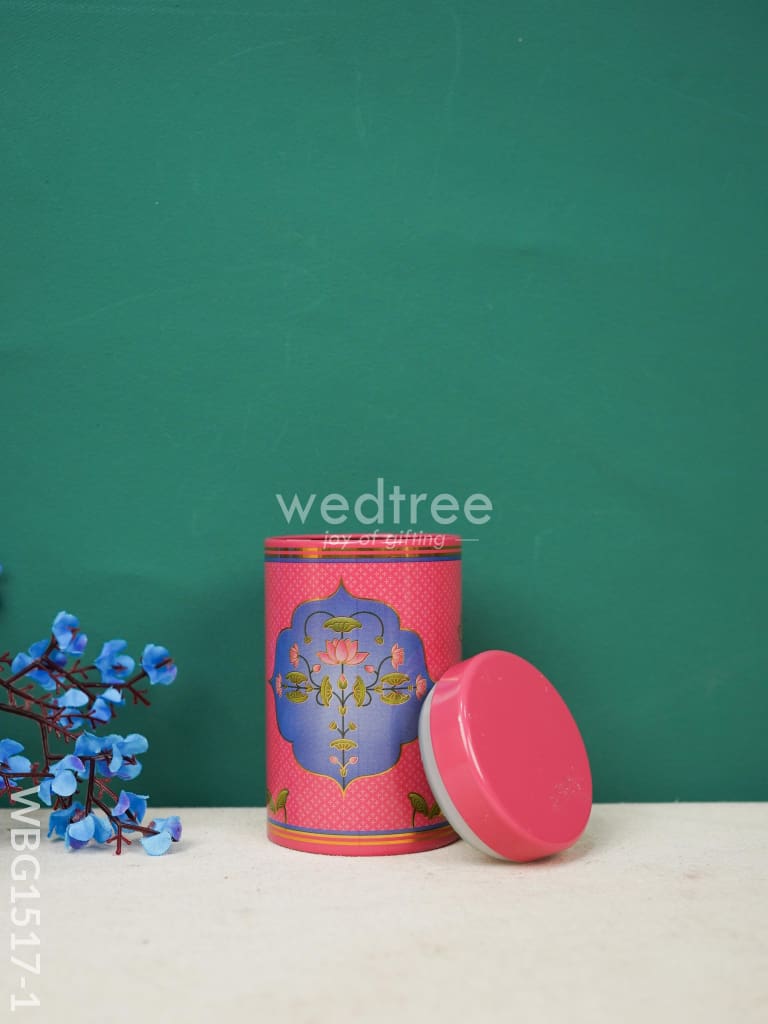 Lotus Pichwai Printed Tin Jar - WBG1517