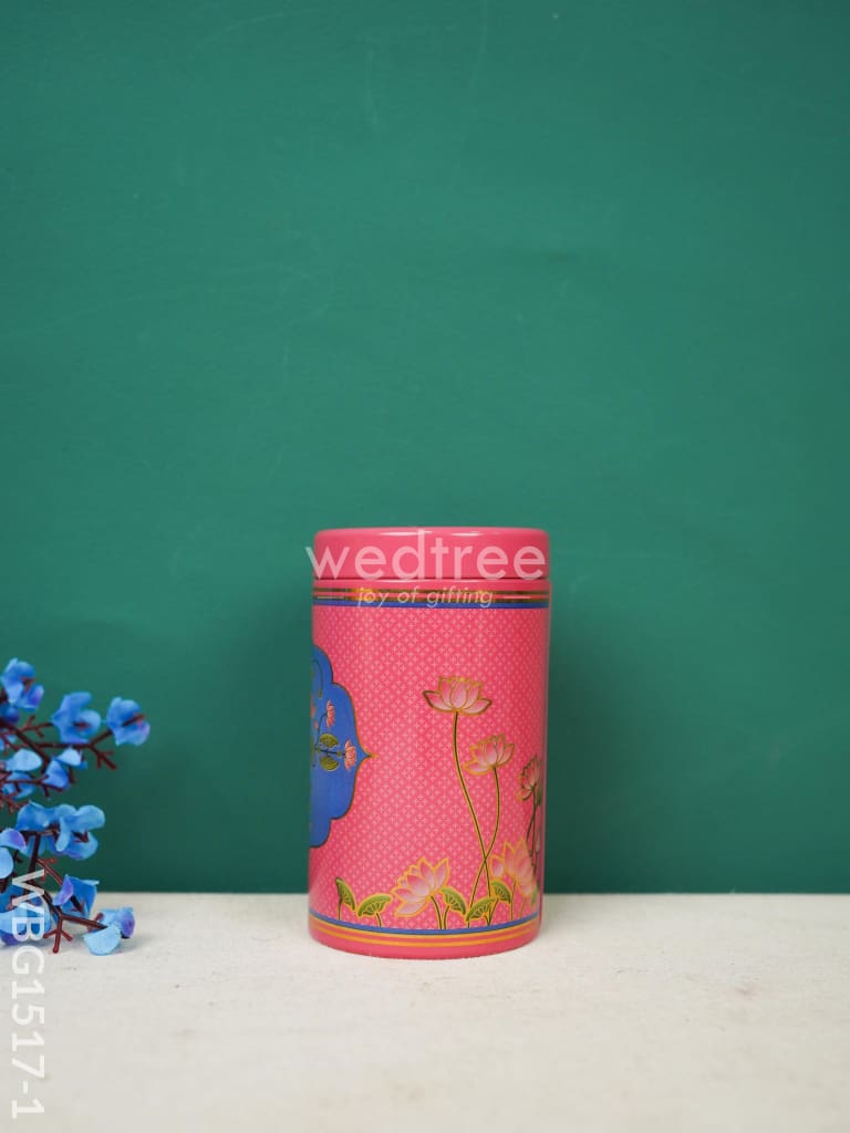 Lotus Pichwai Printed Tin Jar - WBG1517