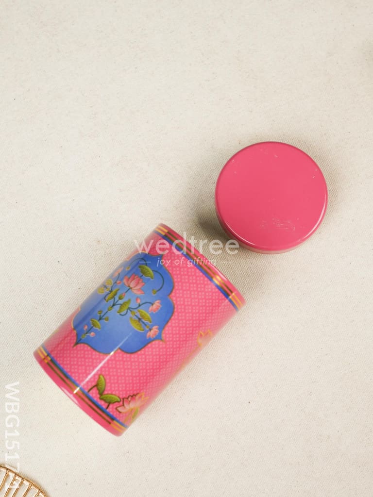 Lotus Pichwai Printed Tin Jar - WBG1517
