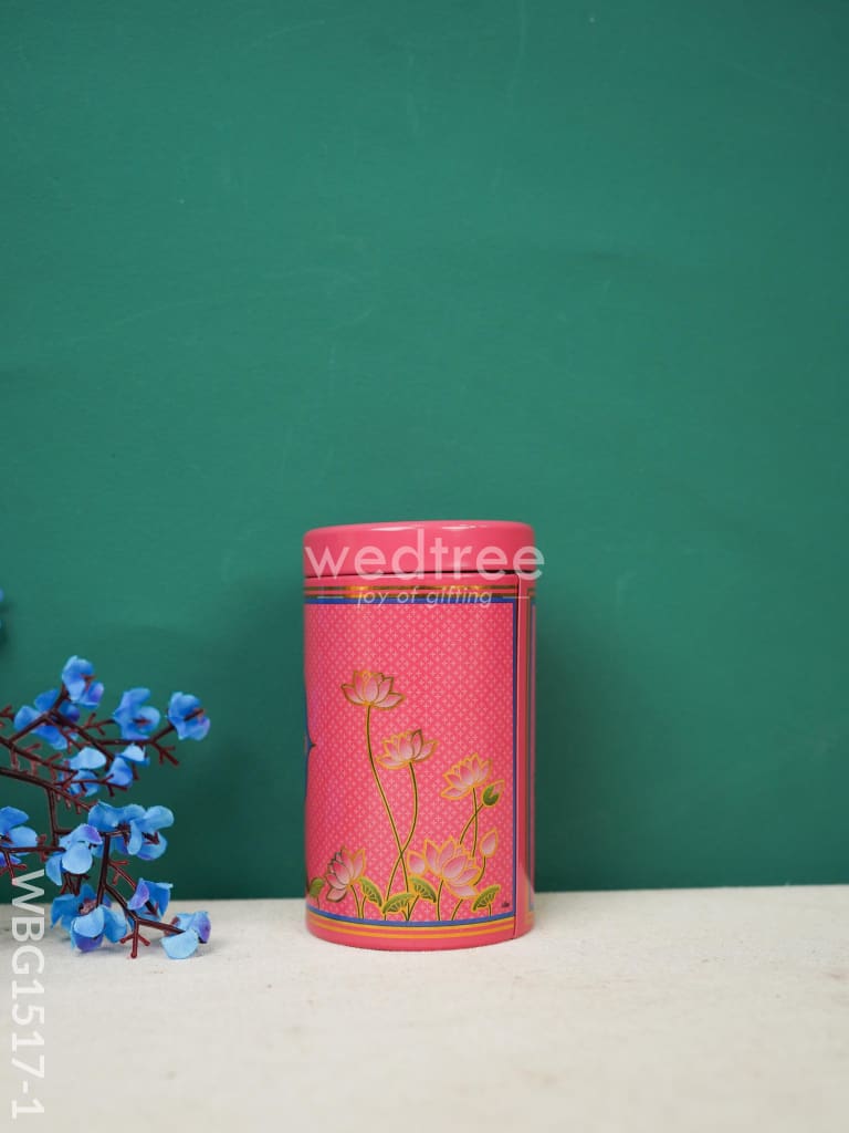 Lotus Pichwai Printed Tin Jar - WBG1517
