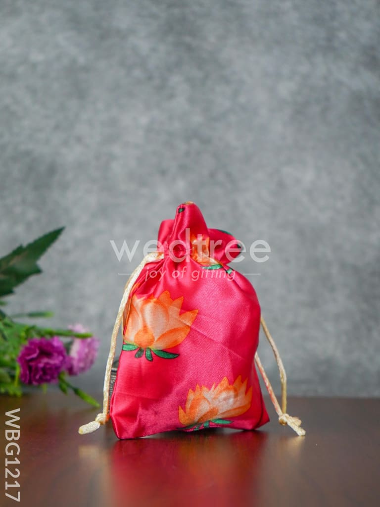 Lotus Pichwai String Bag - 5 inch x 4 inch - WBG1217