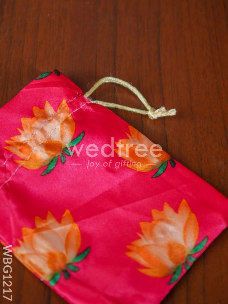 Lotus Pichwai String Bag - 5 inch x 4 inch - WBG1217