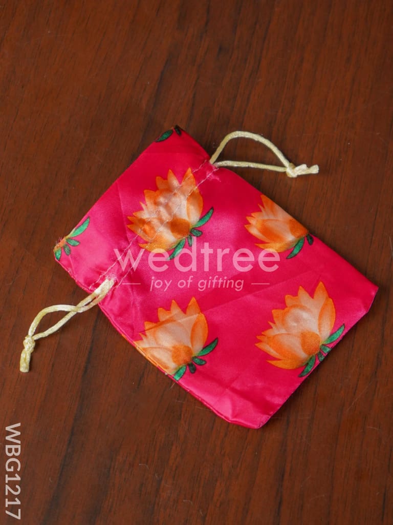 Lotus Pichwai String Bag - 5 inch x 4 inch - WBG1217