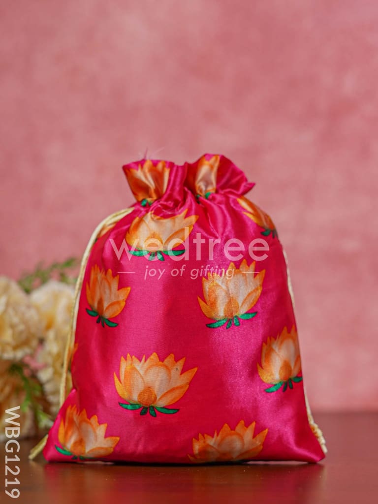 Lotus Pichwai String Bag - 9 x 7 - WBG1219