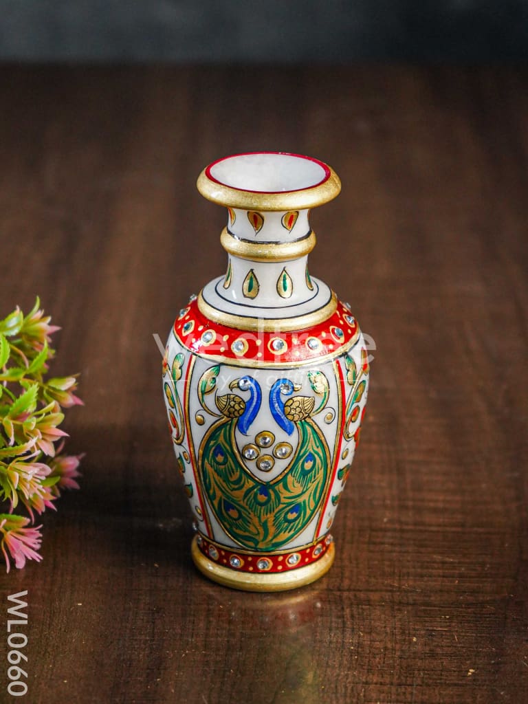 Marble flower vase 6 inch - WL0660