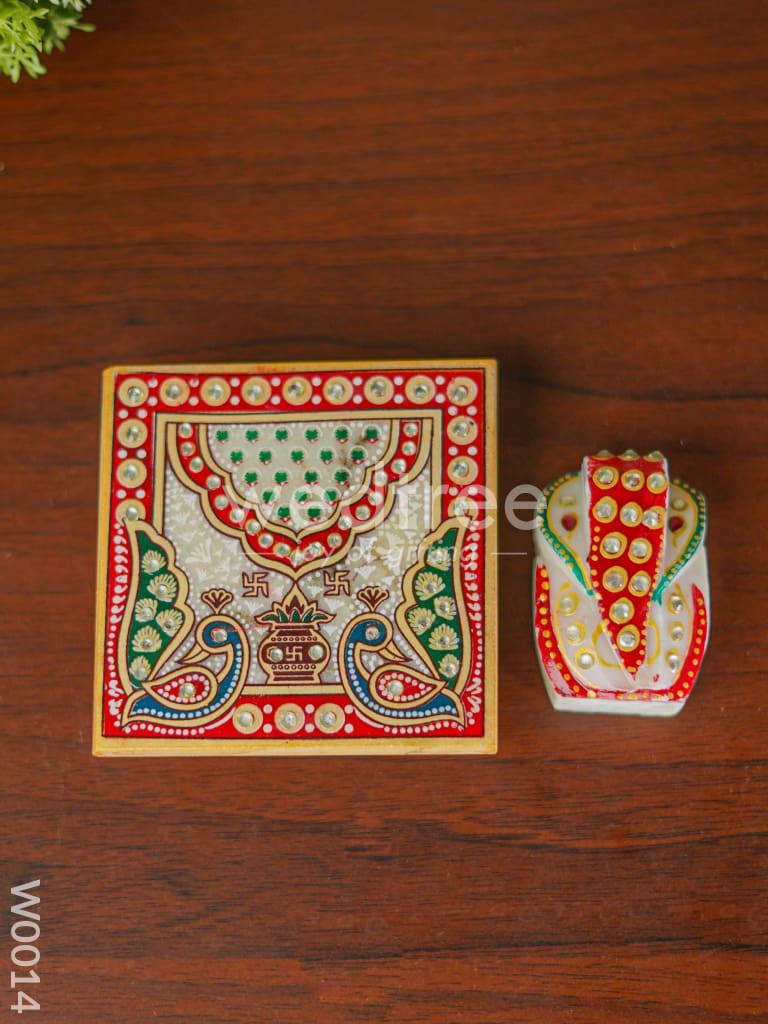 Marble Ganesha Chowki - W0014