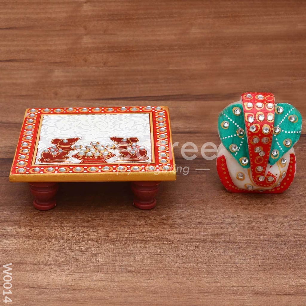 Marble Ganesha Chowki - W0014
