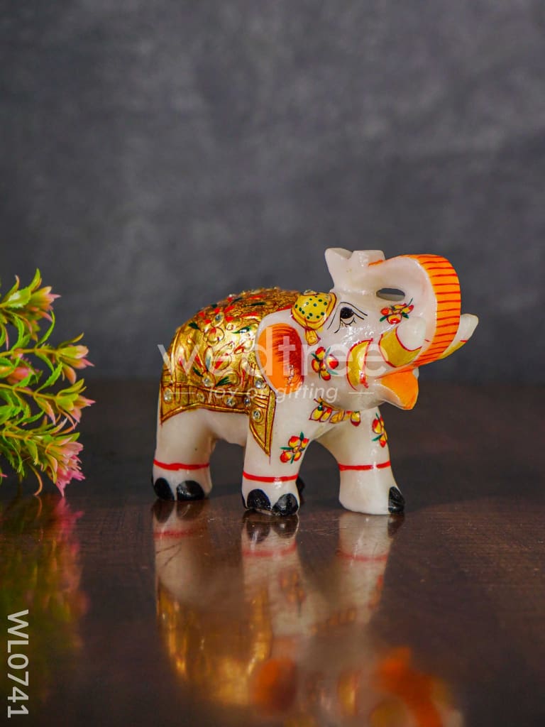 Marble hand painted elephant 6 inch - WL0741