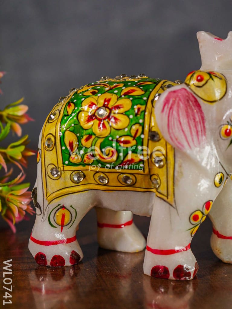 Marble hand painted elephant 6 inch - WL0741