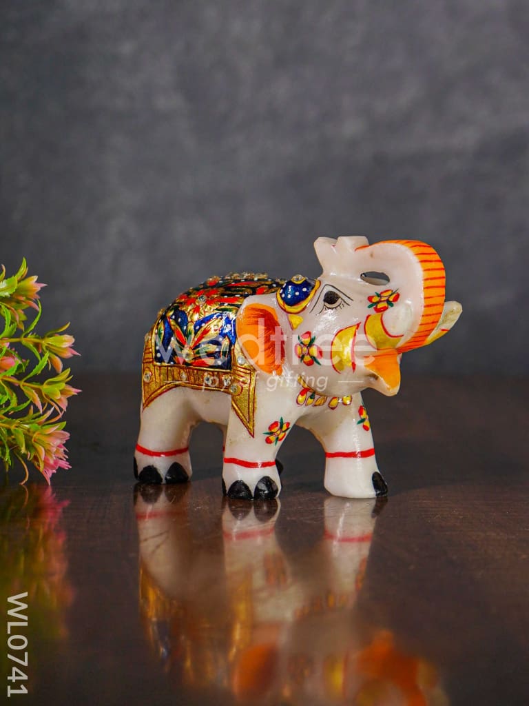 Marble hand painted elephant 6 inch - WL0741