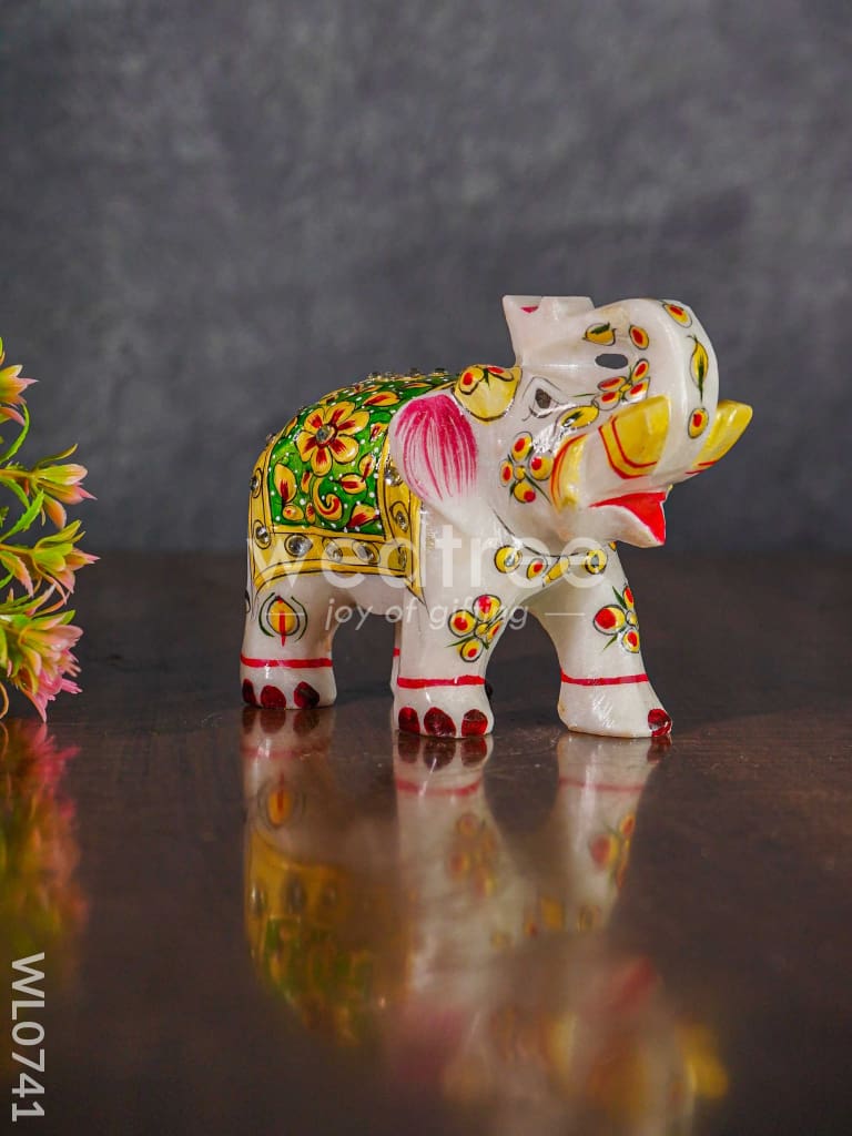 Marble hand painted elephant 6 inch - WL0741