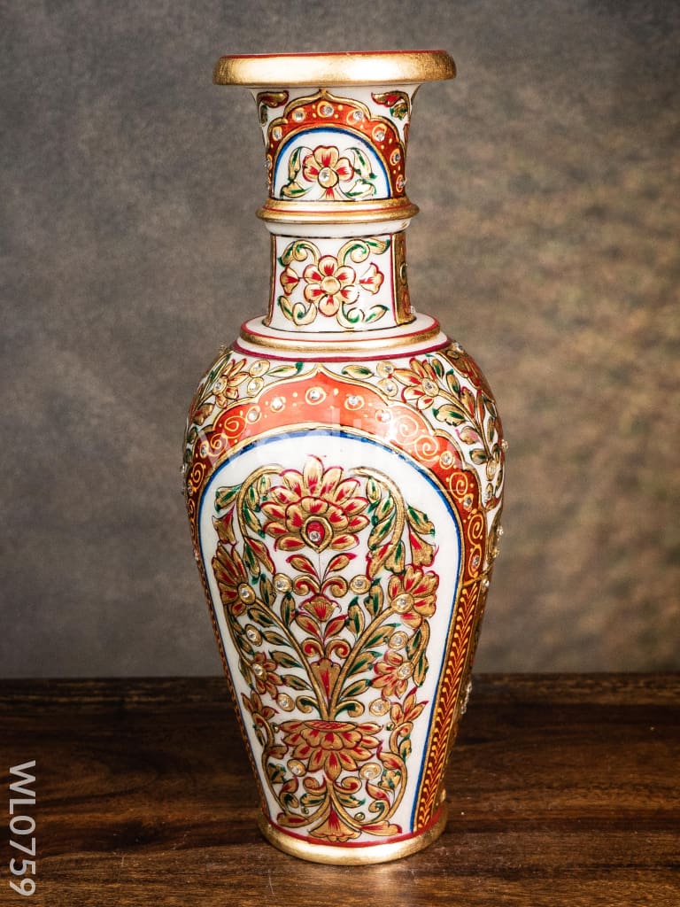 Marble hand painted flower vase 12 inch - WL0759