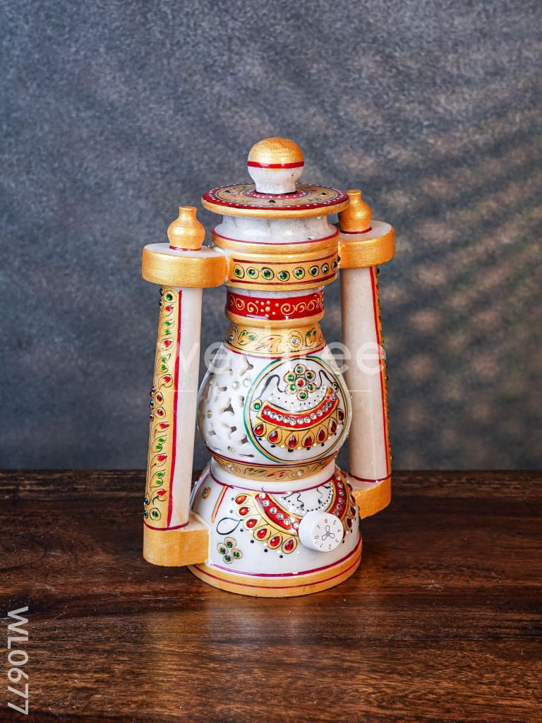 Marble hand painted jali lantern 8 inch - WL0677