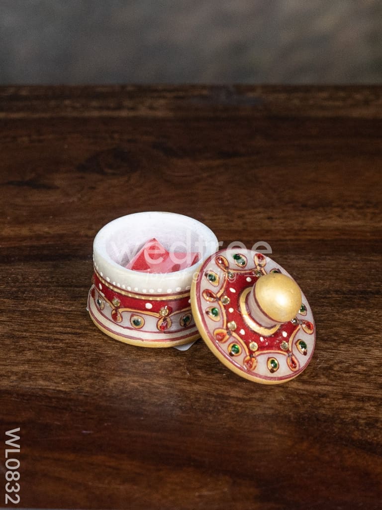 Marble hand painted kum kum box - WL0832