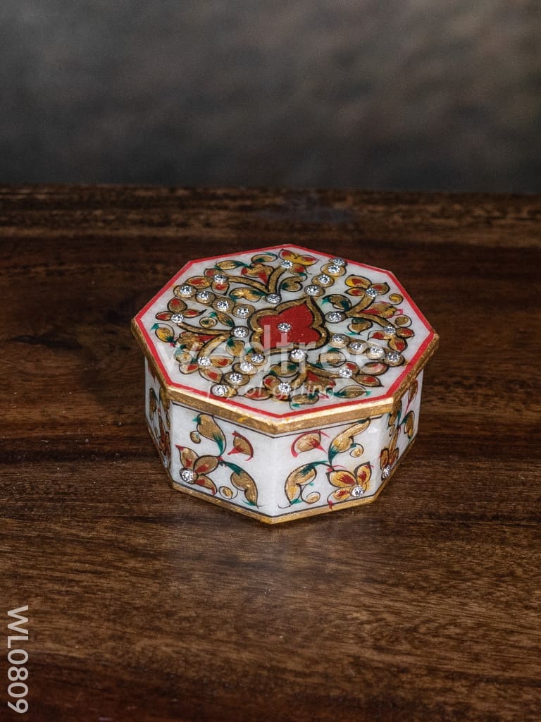 Marble hand painted octagen box - WL0809