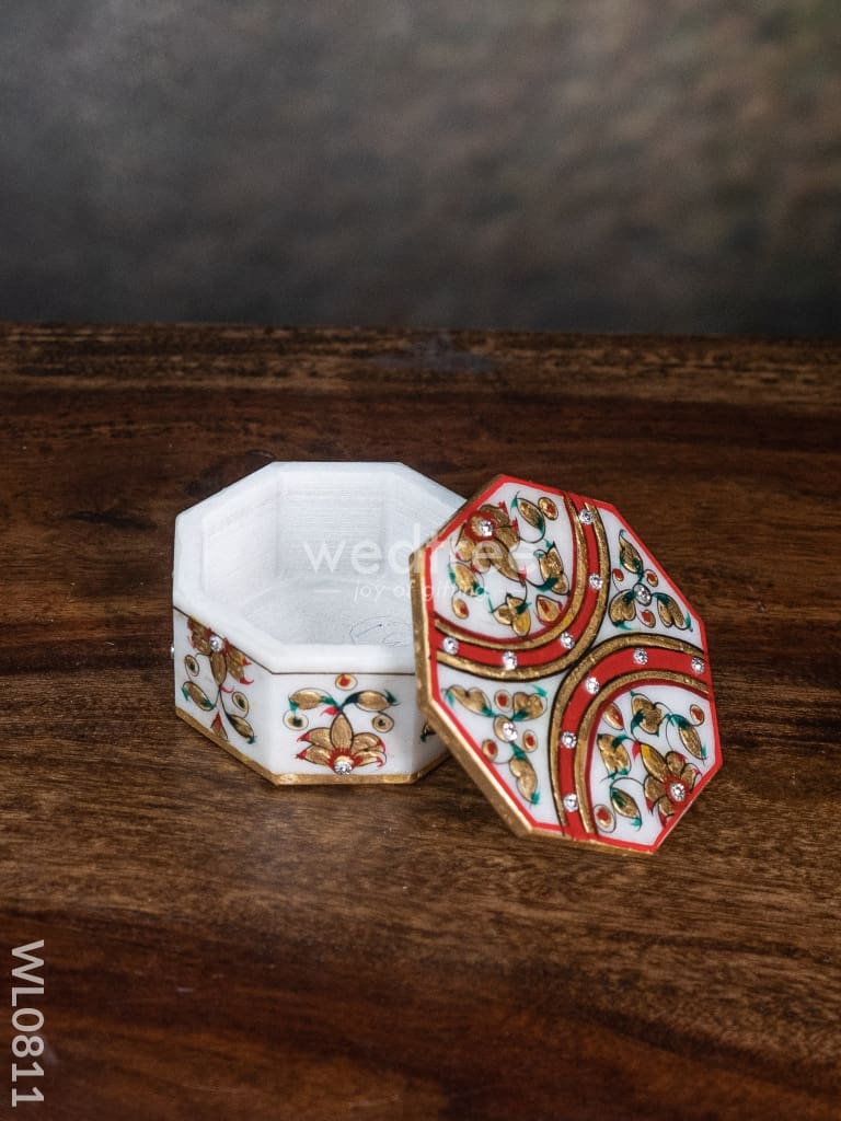 Marble hand painted octagen box - WL0811