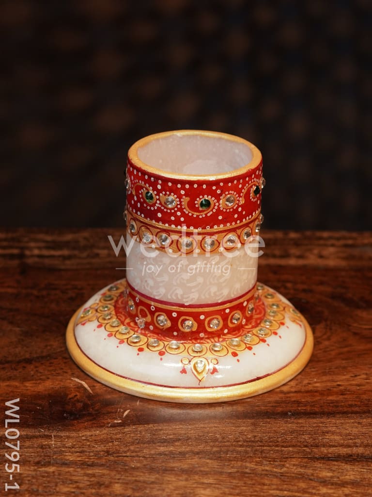 Marble Hand Painted Pen Stand with Round Base - WL0795