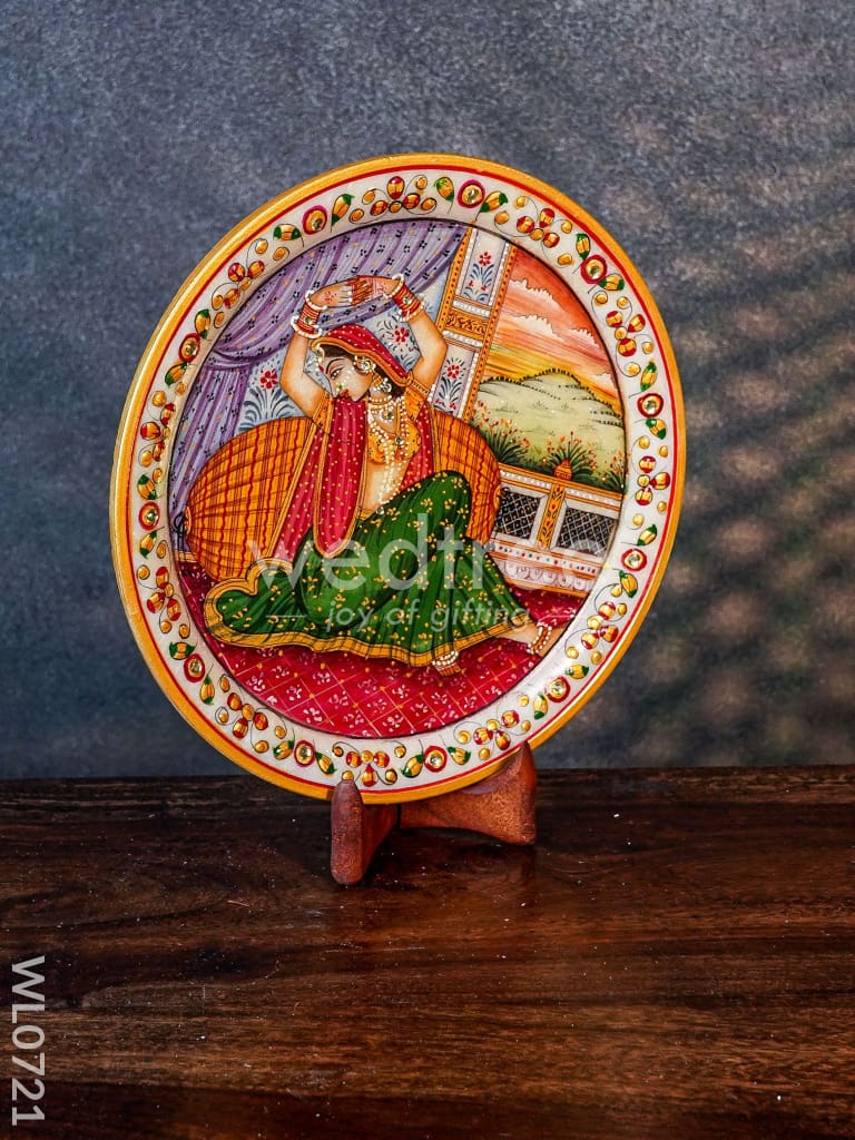 Marble hand painted plate 9 inch with stand - WL0721