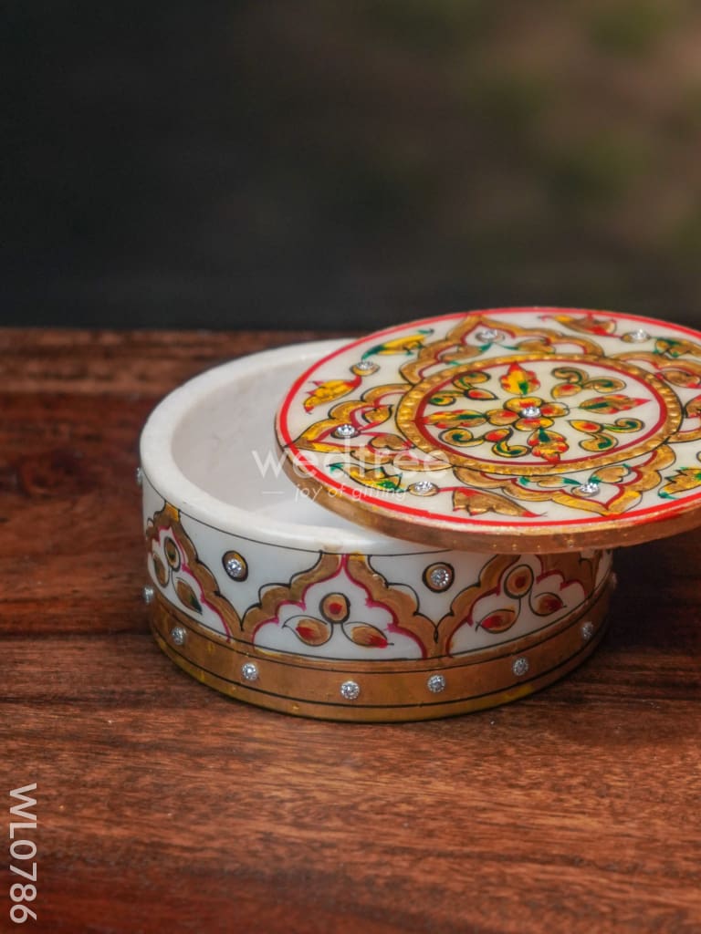 Marble hand painted round box - WL0786