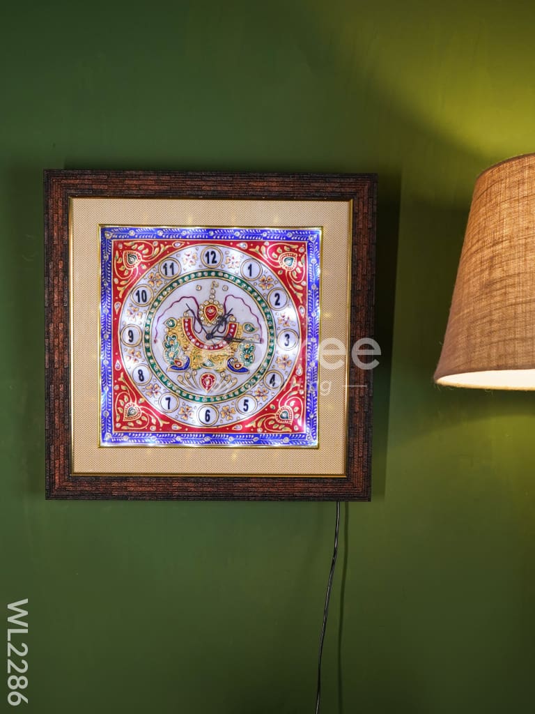 Marble hand painted wall clock with frame big - WL2286