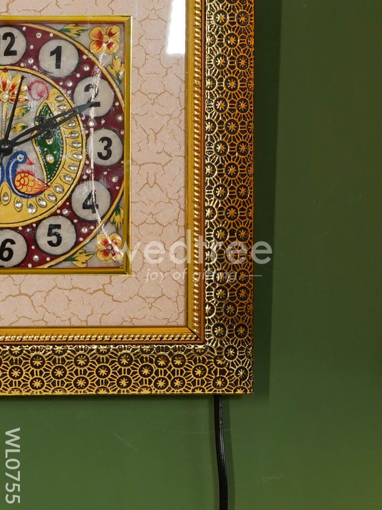 Marble hand painted wall clock with frame small - WL0755