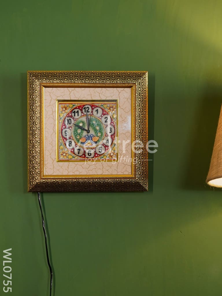 Marble hand painted wall clock with frame small - WL0755