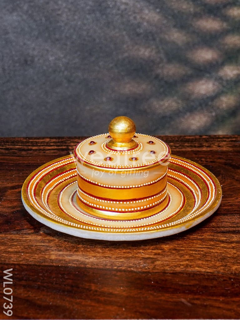 Marble round tray with box - WL0739