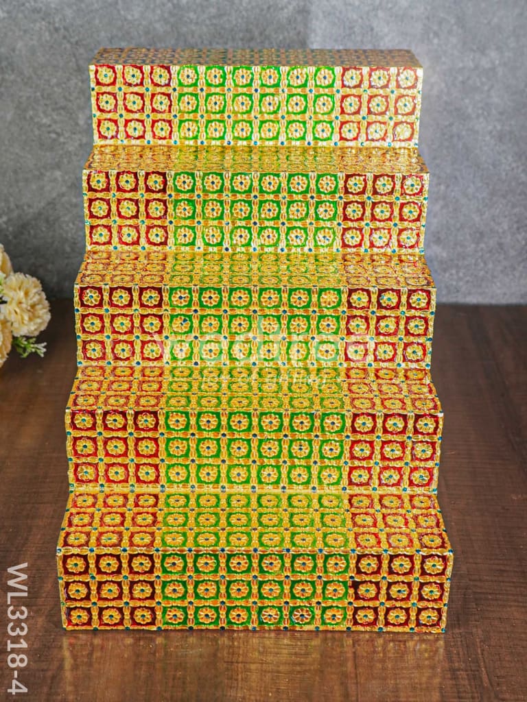 Maroon & Green 5 Step Meenakari Golu Stand - WL3318-4