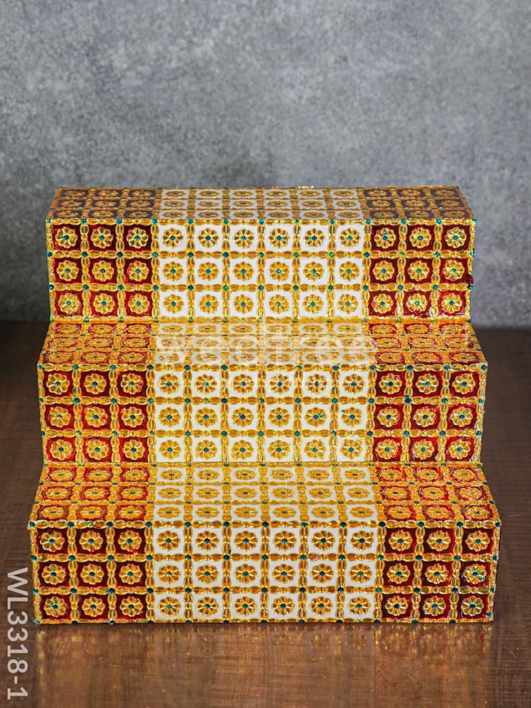 Maroon & Sandal 3 Step Meenakari Golu Stand - WL3318-1