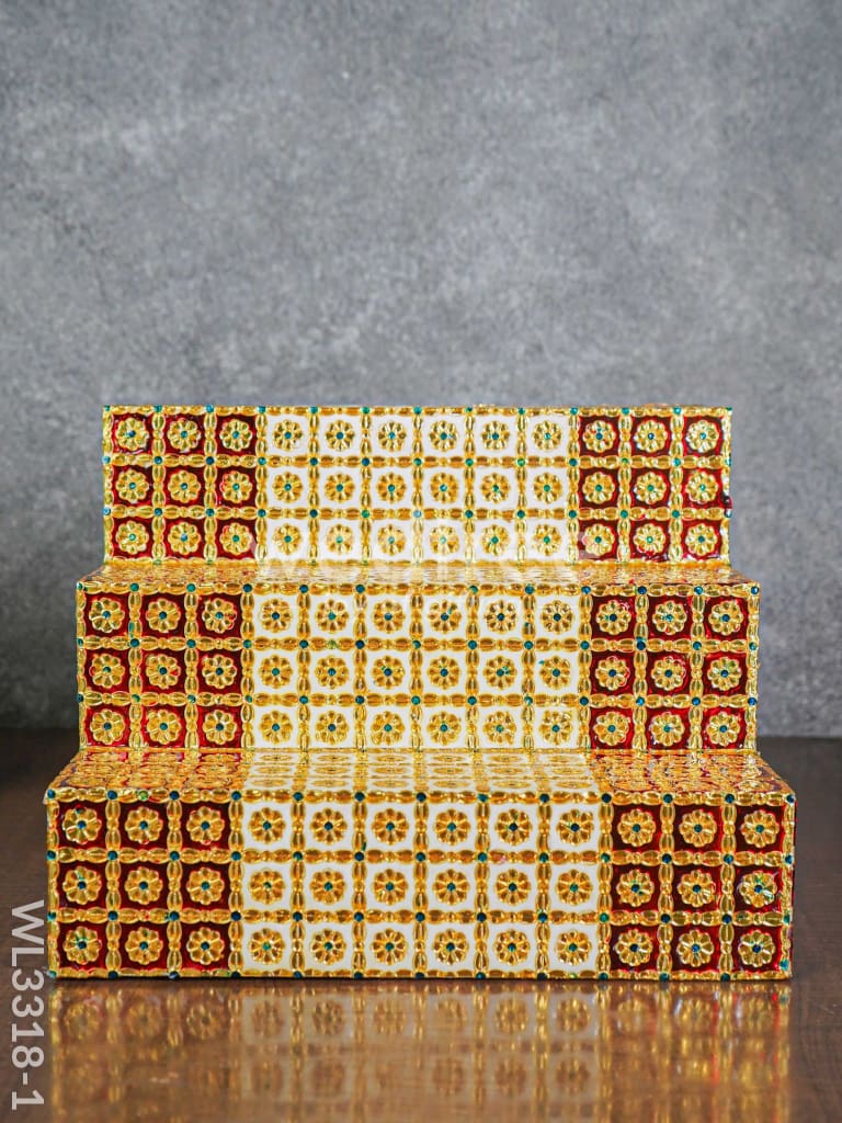 Maroon & Sandal 3 Step Meenakari Golu Stand - WL3318-1