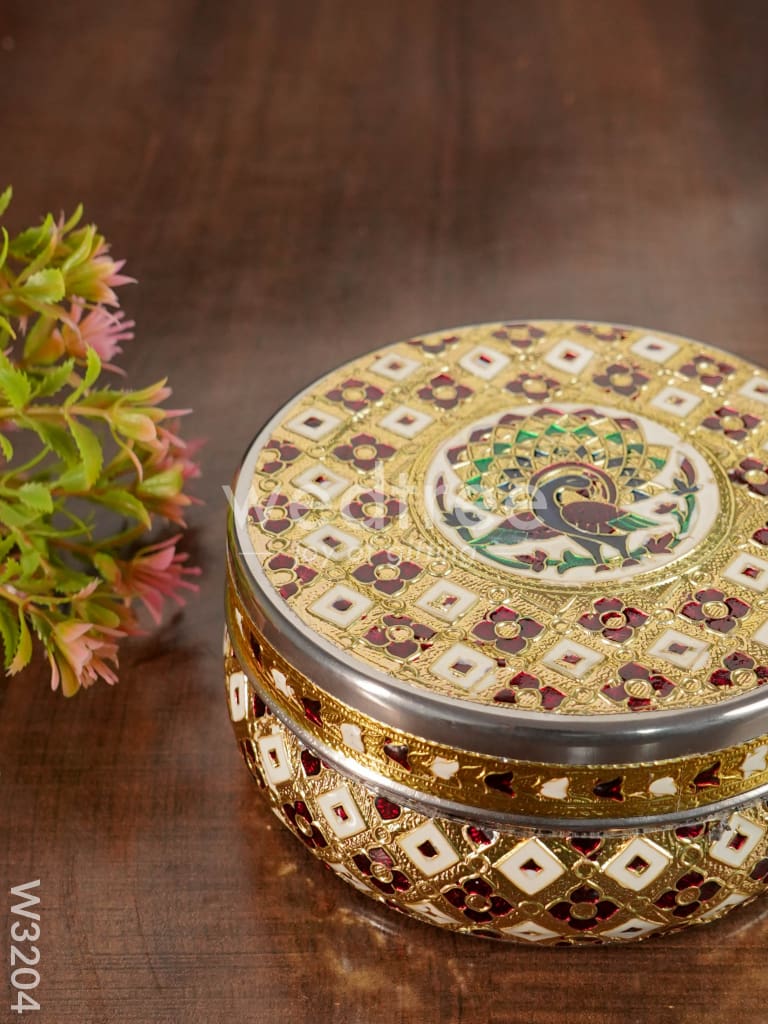 Meenakari Box - Peacock Design Medium - W3204