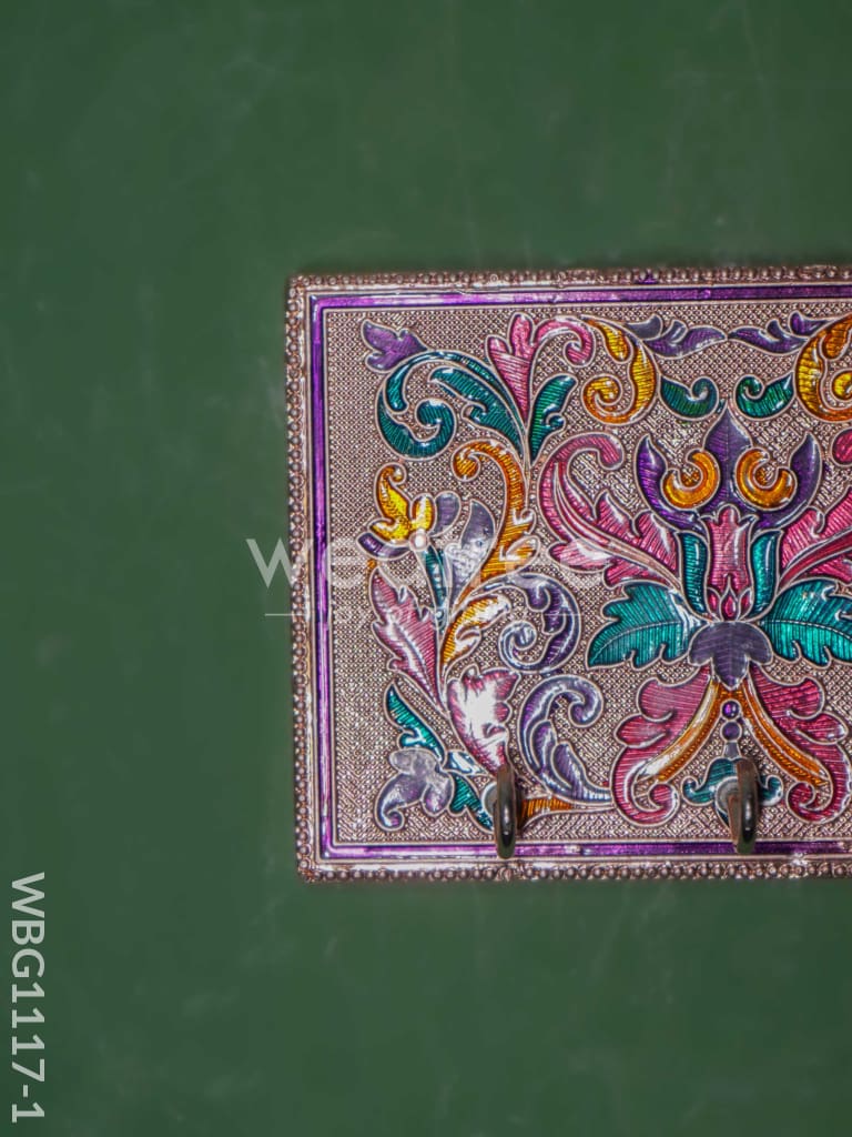 Meenakari Copper Finished Key Hanger With Floral Design - WBG1117-1